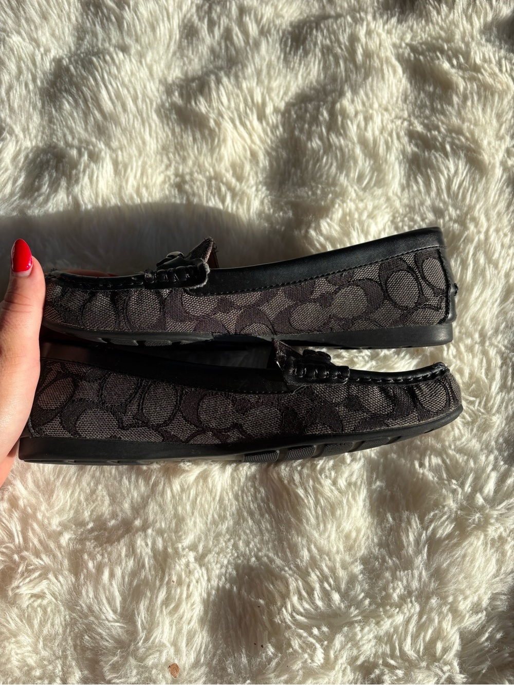 Coach Black Signature Jacquard Metal-Bit Loafers - Picture 2 of 11